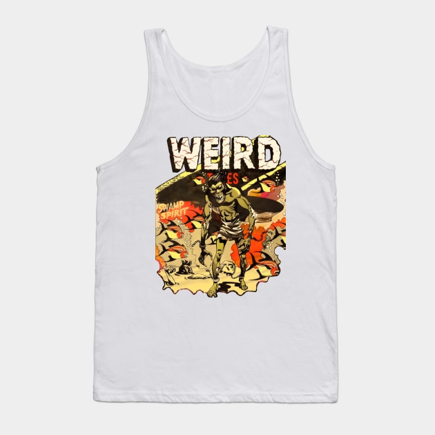 Chained Zombie Monster at the bottom of the Sea. Cover Comic Weird Tales Swamp Spirit, Shark and Fish Tank Top by REVISTANGO